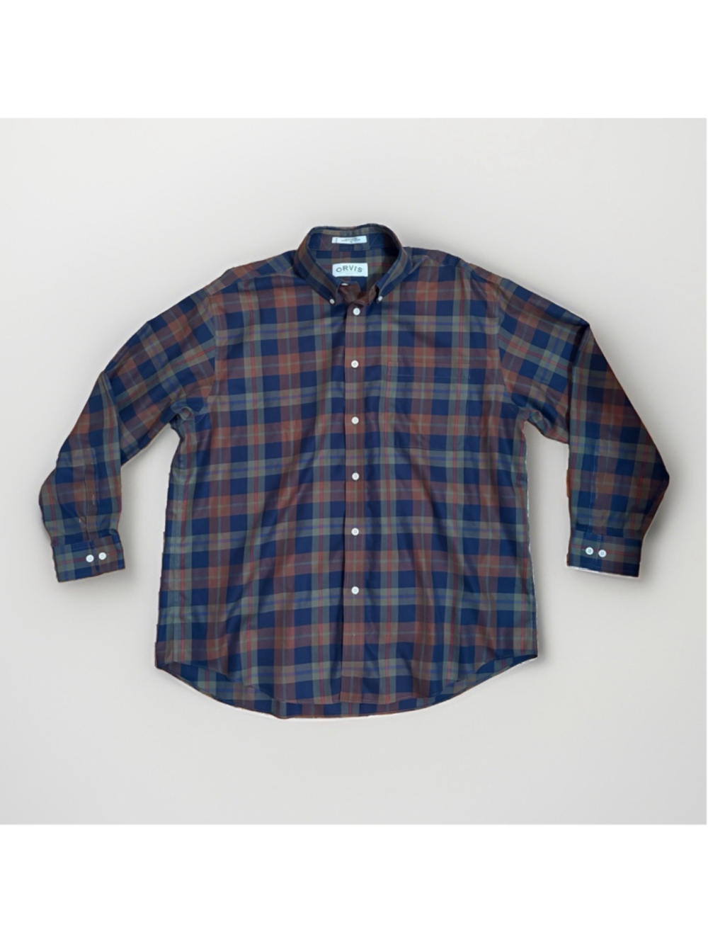 Orvis Long Sleeve Plaid Button-Down Shirt - Size XL - 100% Cotton